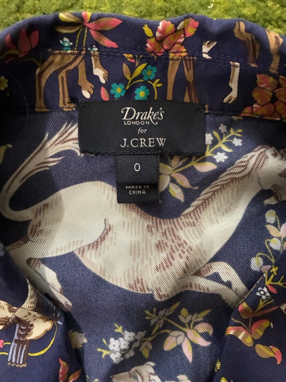 Rare! Drake’s London for J. Crew Midnight Unicorn Silk Shirt - Picture 4 of 13